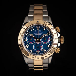 Rolex Cosmograph Daytona 116523 Silver and Gold Oyster Bracelet with Gold Bezel