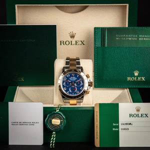 Rolex Cosmograph Daytona 116523 Silver and Gold Oyster Bracelet with Gold Bezel