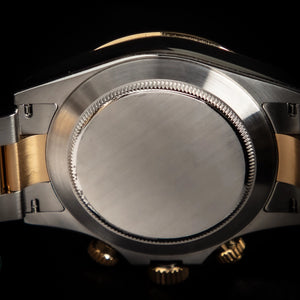 Rolex Cosmograph Daytona 116523 Silver and Gold Oyster Bracelet with Gold Bezel